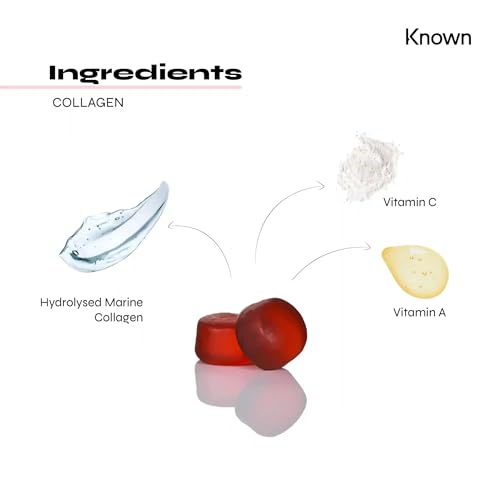 Marine Collagen Gummies by Known Nutrition with Vitamin C - 60 One-a-Day 500mg Hydrolysed Marine Collagen Gummies