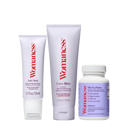 Womaness Menopause Cycle Kit - Coco Bliss - External Body Cream (4oz) + Me.No.Pause