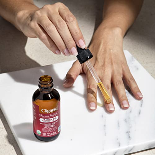 Cliganic Organic Jojoba Oil, 100% Pure (4oz) - Moisturizing Oil for Face, Hair, Skin & Nails