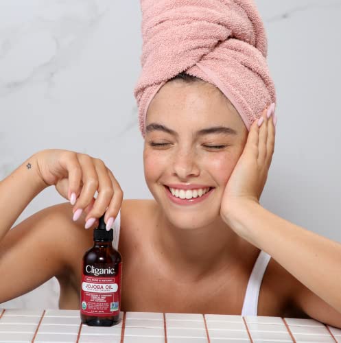 Cliganic Organic Jojoba Oil, 100% Pure (4oz) - Moisturizing Oil for Face, Hair, Skin & Nails