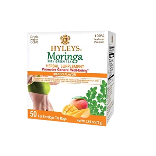 Hyleys Tea Moringa Oleifera with Mango Flavor - 50 Tea Bags (6 Pack