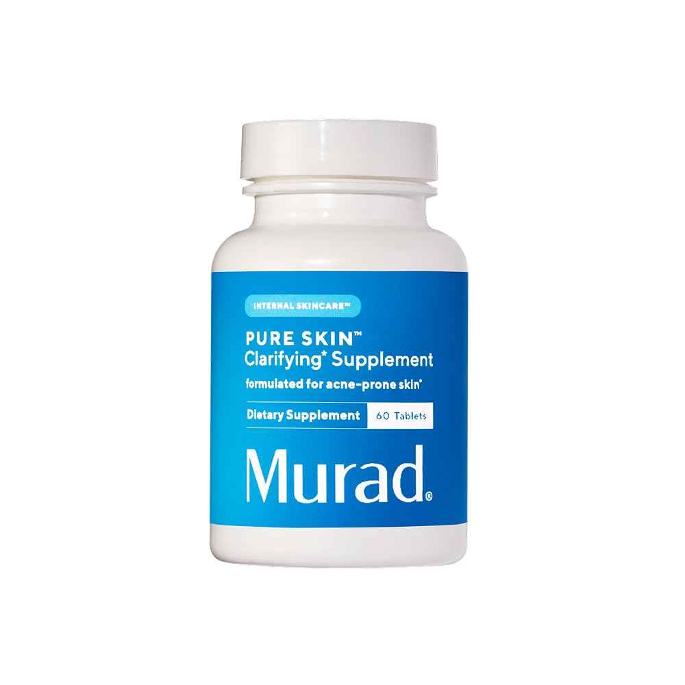Murad Pure Skin Acne Supplements - 60 Tablets - Clear Skin Support with Blend of Vitamin A & B6, Zinc, Amino Acids, & Burdock Root - Promotes Healthy Skin, Oil Balance, Gut Health & Stress Relief