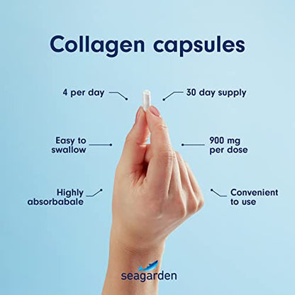 Seagarden Marine Collagen Capsules + Vitamin C - Collagen Peptides (Type I & III)