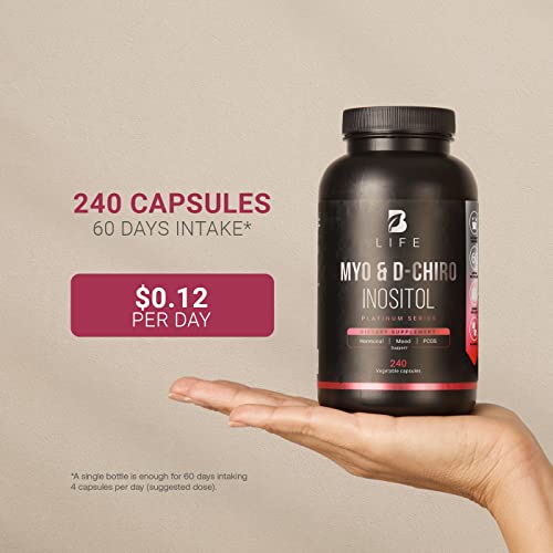 Myo-Inositol & D-Chiro Inositol by B Life - 240 Capsules - Made in USA - 40:1 Ratio