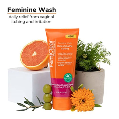 FemiClear Restoratives Soothing Feminine Wash - Feminine Care Wash for Itching & Irritated Skin