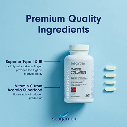 Seagarden Marine Collagen Capsules + Vitamin C - Collagen Peptides (Type I & III)