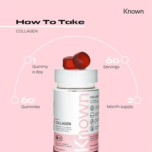 Marine Collagen Gummies by Known Nutrition with Vitamin C - 60 One-a-Day 500mg Hydrolysed Marine Collagen Gummies