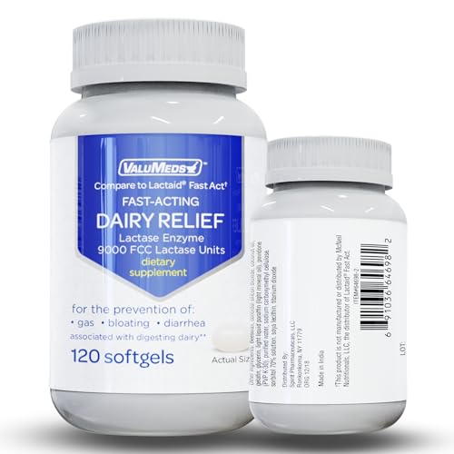 ValuMeds Fast Acting Dairy Relief Lactose Enzymes, 120 Softgels