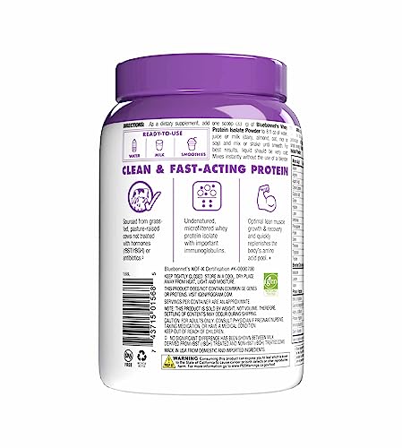 Bluebonnet Nutrition Whey Protein Isolate Powder, 14 Serving, Vanilla, 1 lb
