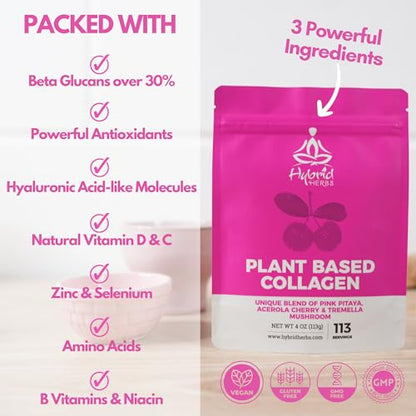 HYBRID HERBS - Plant Based Collagen Powder - Anti Aging Supplement for Skin, Wrinkles