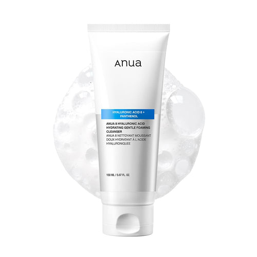 Anua Hydrating Gentle Foaming Cleanser, Hyaluronic Acid, Glycerin, Zinc, Panthenol, Korean Face Wash for Dry Skin