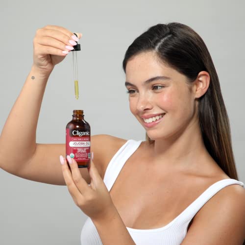 Cliganic Organic Jojoba Oil, 100% Pure (4oz) - Moisturizing Oil for Face, Hair, Skin & Nails