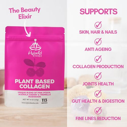 HYBRID HERBS - Plant Based Collagen Powder - Anti Aging Supplement for Skin, Wrinkles