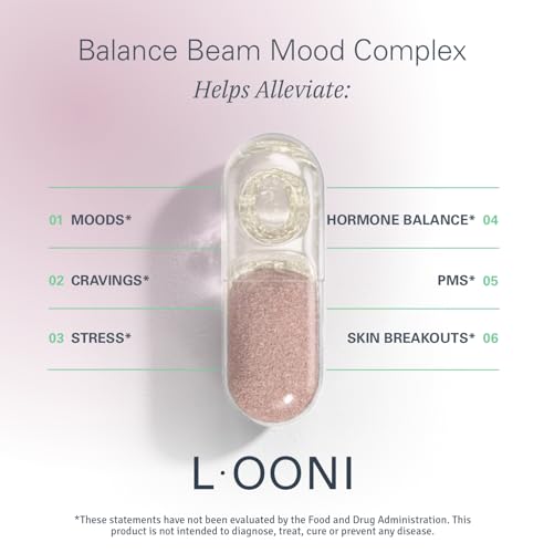 LOONI Balance Beam Mood Complex Supplement - PMS Relief with Ashwagandha, Vitamin B12