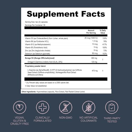 LOONI Balance Beam Mood Complex Supplement - PMS Relief with Ashwagandha, Vitamin B12