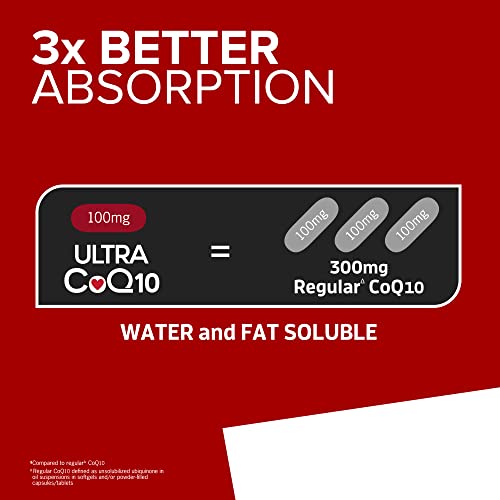 Qunol Ultra CoQ10 100mg Softgels- 3x Better Absorption Coenzyme Q10 Supplements