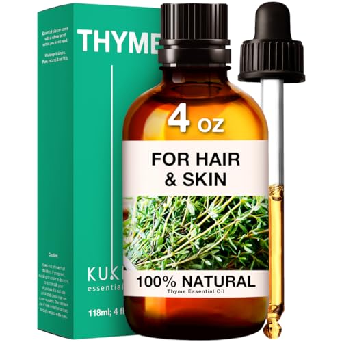 Kukka Thyme Essential Oil for Hair Thyme Oil for Skin - 100% Natural Thyme Essential Oil for Diffuser (4 Fl Oz)