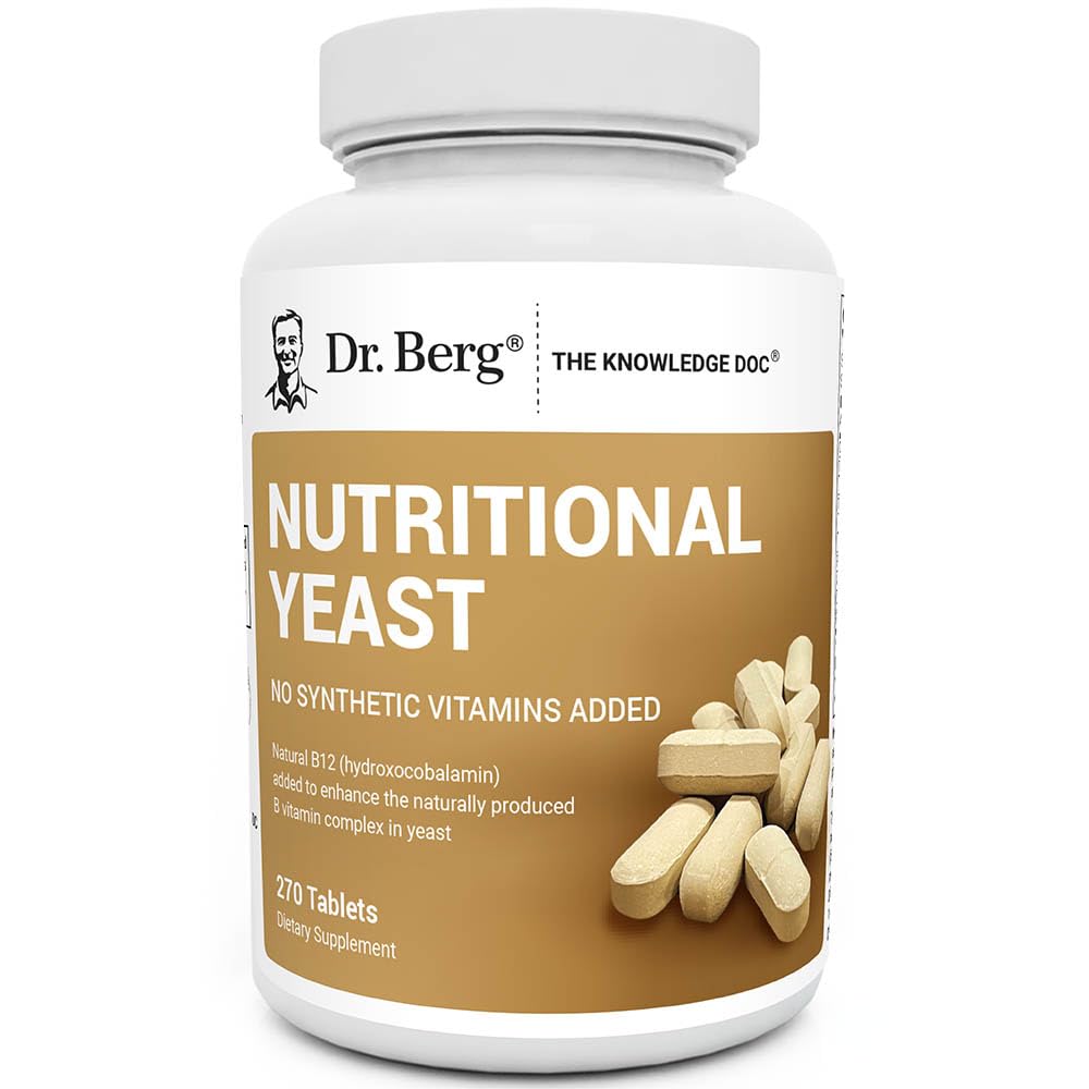Dr. Berg Nutritionals Yeast Tablets - Natural B12 Added - All 8 B Vitamin Complex - Organic Vanilla Flavor - 270 Vegan Tablets Dietary Supplements