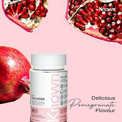 Marine Collagen Gummies by Known Nutrition with Vitamin C - 60 One-a-Day 500mg Hydrolysed Marine Collagen Gummies