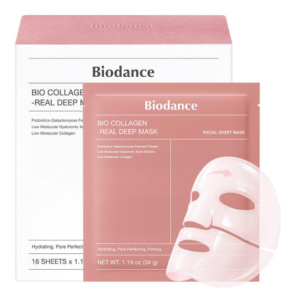 BIODANCE Bio-Collagen Real Deep Mask – Hydrating Overnight Hydrogel Face Mask, 4 Pack