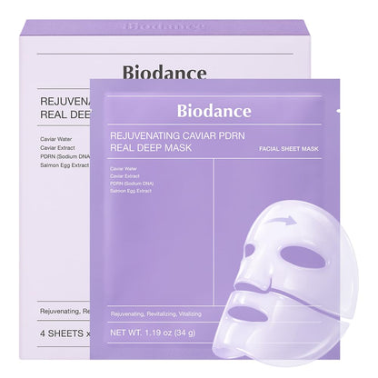 BIODANCE Bio-Collagen Real Deep Mask – Hydrating Overnight Hydrogel Face Mask, 4 Pack