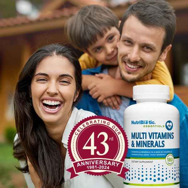 NutriBiotic - Multi Vitamins & Minerals, 180 Ct Capsules (Formerly Hypoallergenic Multiple) - 72 Pure Trace Elements in a Base of Chlorella - Pharmaceutical-Grade & Highly Absorbable - Gluten Free