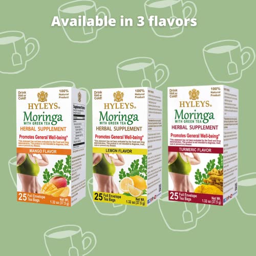 Hyleys Tea Moringa Oleifera with Mango Flavor - 50 Tea Bags (6 Pack