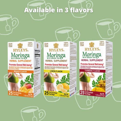 Hyleys Tea Moringa Oleifera with Mango Flavor - 50 Tea Bags (6 Pack