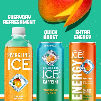 Sparkling Ice, Orange Mango Sparkling Water, Zero Sugar Flavored Water, with Vitamins