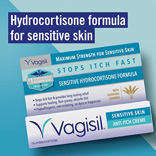 Vagisil Maximum Strength Feminine Anti-Itch Cream for Women, Sensitive Skin Formula with Hydrocortisone