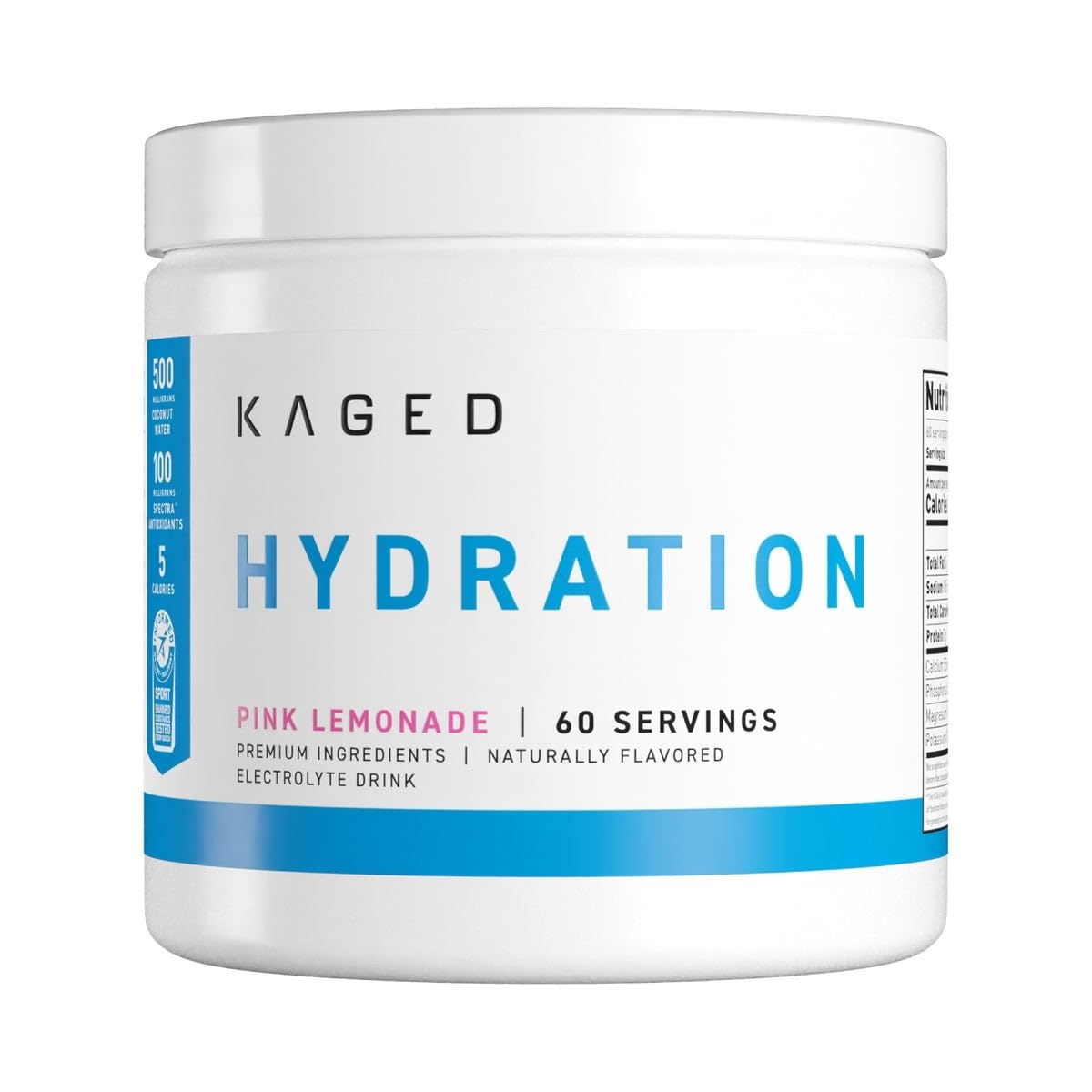 Kaged Sugar Free Hydration - 5 Key Electrolytes - Coconut Water - Tastes Amazing - 60 Servings