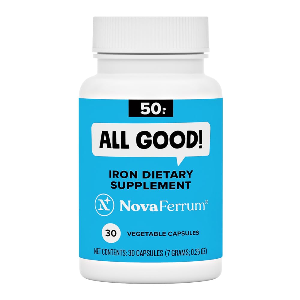 NovaFerrum All Good - Iron Capsule Supplements for Adults - Anemia - 50mg of Iron - 90 Servings - Sugar Free - Vegan - Gluten Free