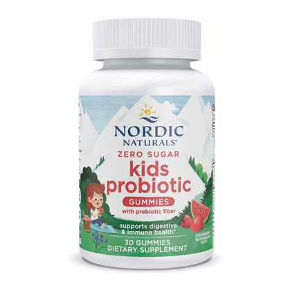 Nordic Naturals Zero Sugar Kids Probiotic Gummies - Strawberry Watermelon Flavor - 30 Gummies - Supports Digestive Wellness & Immune Health - Non-GMO - Third Party Tested - Vegan - 30 Servings