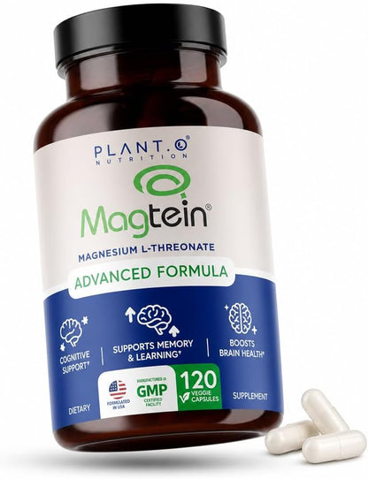 Magnesium L-Threonate Capsules - Brain & Sleep Support - 144mg Elemental Magnesium per Serving - High Absorption Cognitive & Memory Support - 120 Capsules