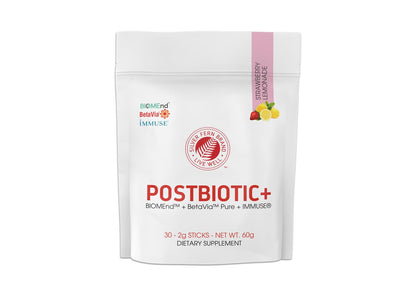 Silver Fern Brand Postbiotic+ Strawberry Lemonade Powder - Postbiotic Supplement with BIOMend, BetaVia, and Immuse - Supports The Digestive System