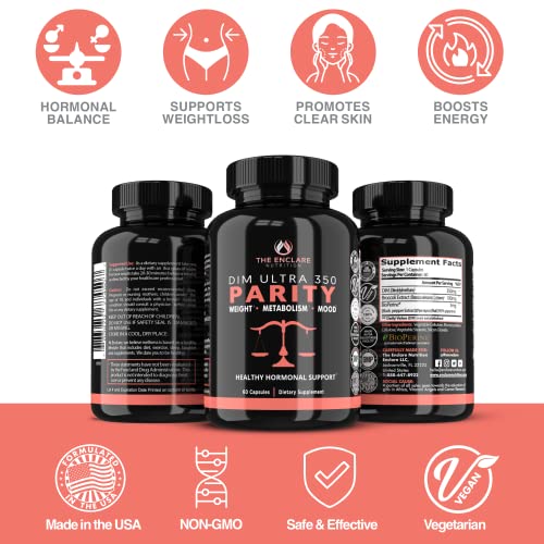 DIM Supplement 350mg. Estrogen Balance for Women & Men, Hormonal Acne Supplements