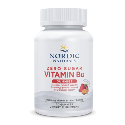 Nordic Naturals Zero Sugar Vitamin B12 Gummies - 2000 mcg Vitamin B12 per Gummy, Passion Fruit Guava Flavor - 30 Gummies, Essential Nutrient Support for Energy Production and Brain Health, 30 Servings Nordic NaturalsBuy Supplements Australia