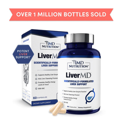 1MD Nutrition LiverMD - Liver Support Supplement - Siliphos Milk Thistle Extract & NAC - Supports Healthy Energy, Immunity & Overall Health