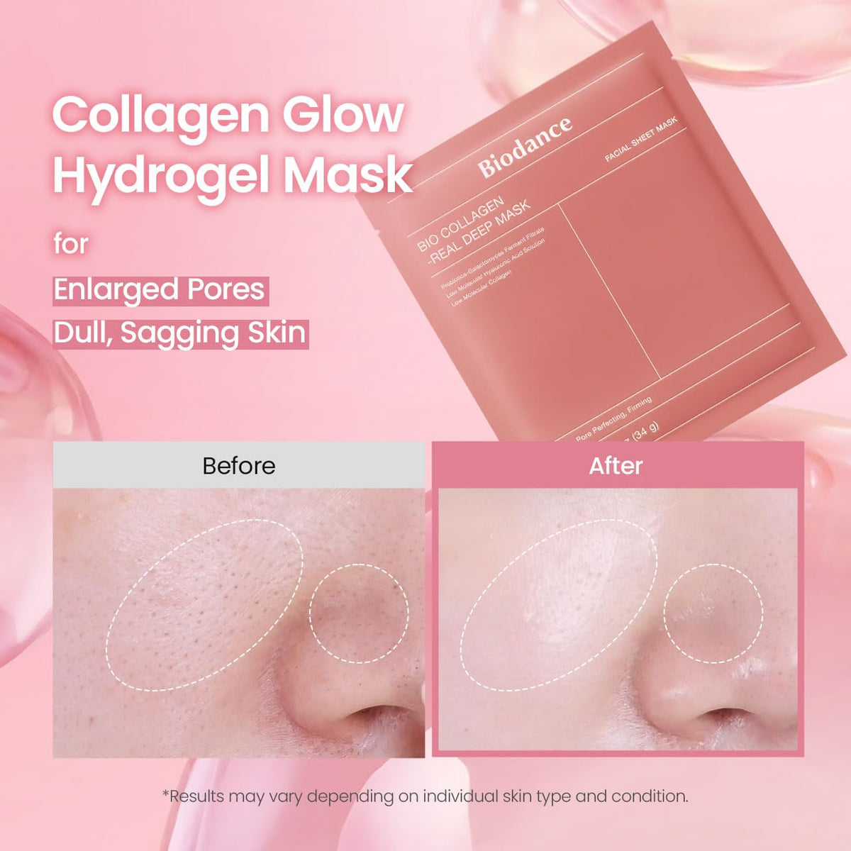 BIODANCE Bio-Collagen Real Deep Mask – Hydrating Overnight Hydrogel Face Mask, 4 Pack