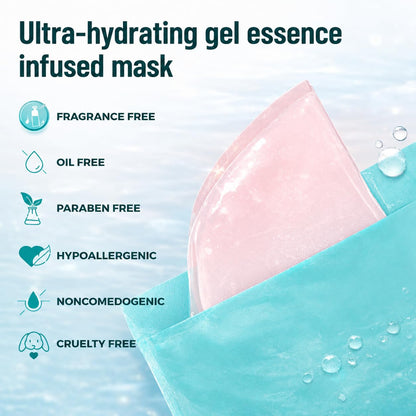 PDRN Hydrogel Face Mask - Collagen Face Mask, 99% Salmon DNA PDRN(34ml X 5) - PDRN, Collagen & Hyaluronic Acid for Intense Hydration, Smooth-Looking Skin - +177% Surface Hydration & −75% Pore Appearance