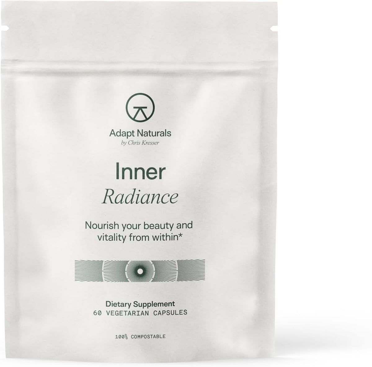 Adapt Naturals Inner Radiance Hair Skin and Nails Vitamins for Women & Men - with Biotin, Collagen, Hyaluronic Acid, Vitamin C & Ceramides - Thicker Hair, Stronger Nails & Hydrated Skin Supplement