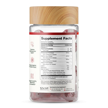 Snap Supplements Heart Health Gummies, CoQ10, Sugar-Free, 60 Vegan Gummies - Blood Circulation Supplements, Heart Health Supplements, Blood Flow Supplement, Gluten-Free, Non-GMO, Grapeseed, Blueberry