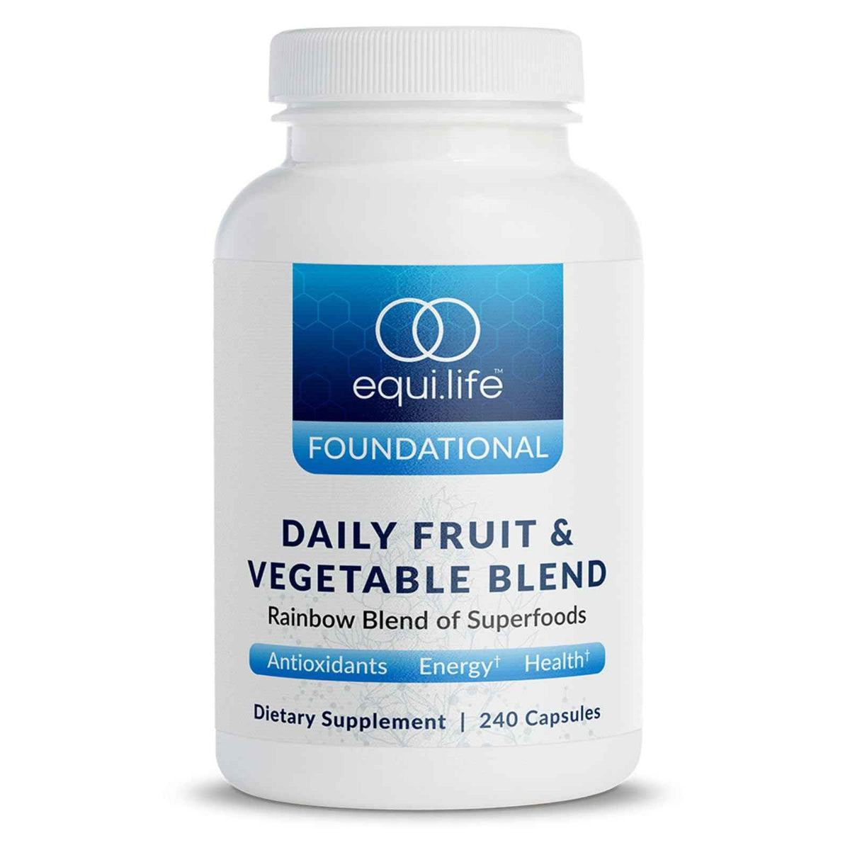 Equilife Daily Fruit & Vegetable Blend, Superfood Antioxidant Supplement Capsules, Nutrient Dense with Vitamin C, Fiber, and 9 Essential Amino Acids, Supports Energy, Vegan 240 Capsules