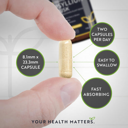 Psyllium Husks Fibre Supplement - 1400mg per Serving - Naturally High in Soluble Fibre