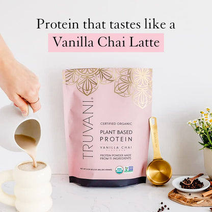Truvani Organic Vegan Protein Powder Vanilla Chai - 20g of Plant Based Protein, Organic