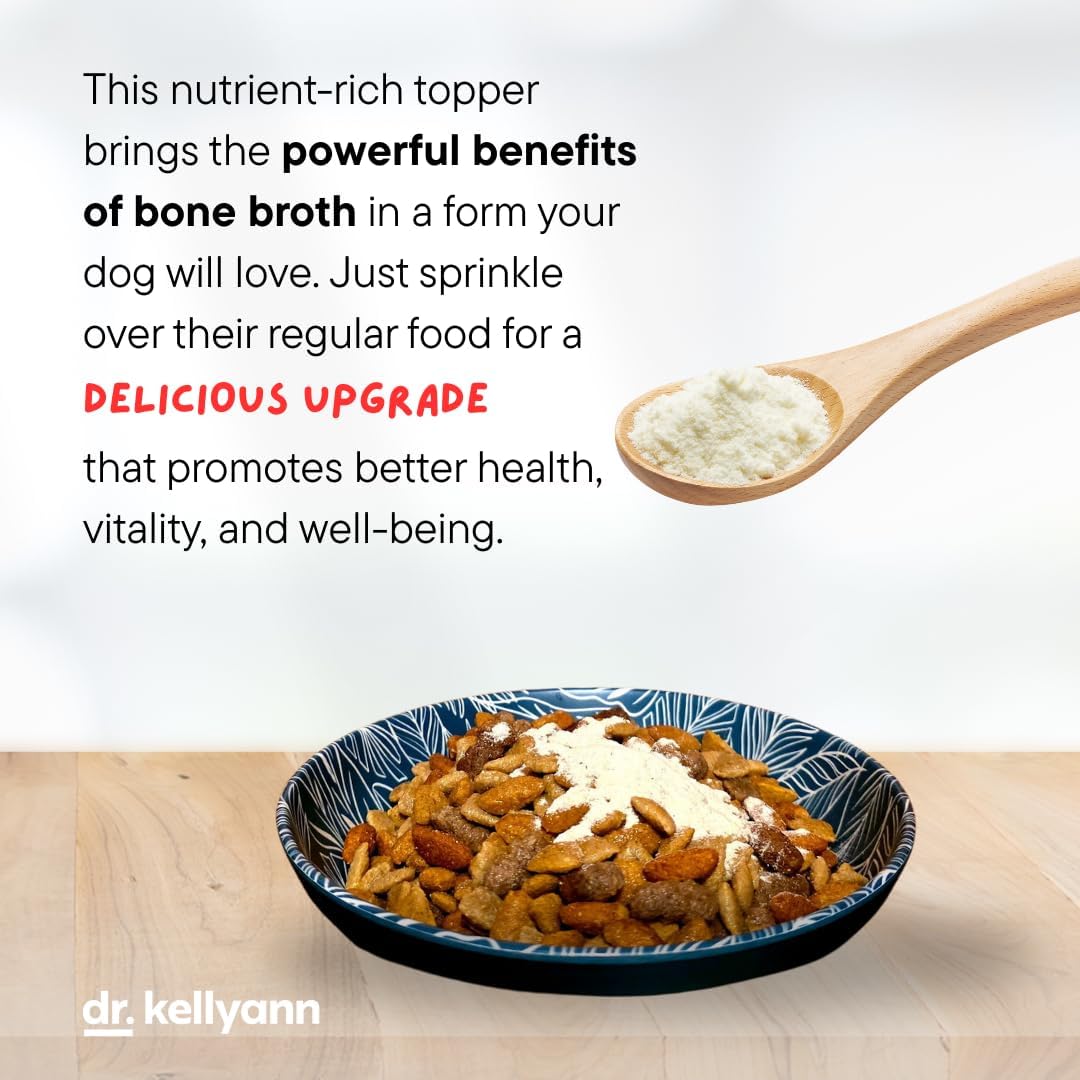 Dr. Kellyann Bone Broth Meal Topper for Dogs - Grass-Fed Beef Recipe - 3g Collagen - Supports Healthy Digestion & Joints - Shiny Coat - Grain Free - 6.60 oz