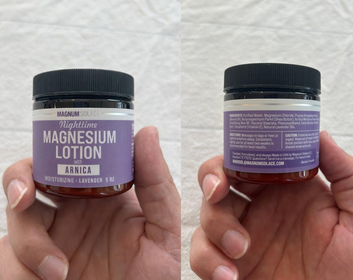 Magnum Solace Nighttime Magnesium Lotion with Arnica - Highly Concentrated Magnesium