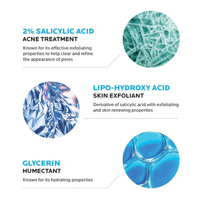 La Roche-Posay Effaclar Medicated Gel Cleanser, 2% Salicylic Acid Cleanser + LHA + Glycerin, Foaming Acne Face Wash, Helps Clear &