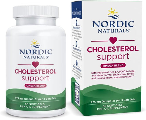 Nordic Naturals Cholesterol Support, 975mg Omega-3 + Red Yeast Rice + CoQ10 - Red Yeast Rice supports healthy LDL cholesterol naturally. EPA & DHA omega-3s for heart health. Lemon. Non-GMO. 20 servings.