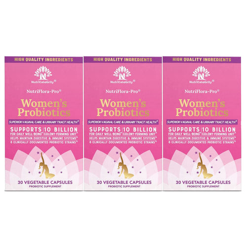 NutriCelebrity NutriFlora-Pro Probiotics for Women, Vaginal, Urinary Health, Immune System Digestive